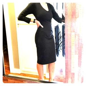 James Perse scoop neck black dress 3/4 sleeve